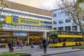 Bus, which is used in public transport, at a bus stop in Berlin-Steglitz, Germany