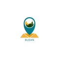 Busan city map pin point vector logo