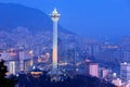 Busan city skylight and Busan tower at night Royalty Free Stock Photo