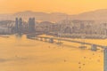 Busan city skyline at Haeundae district, cityscape of Korea Royalty Free Stock Photo