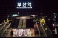 Busan train station square at night in Korea