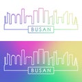 Busan skyline. Colorful linear style.