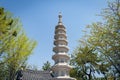 Stone pagoda at entrance to Haedong Yonggungsa Temple, a Buddhist temple and attractions in Busan, South Korea