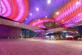 Busan, South Korea - Aug 20, 2018 : Roof full of LED lights viewed from below and exterior of the Busan Cinema Center (also called