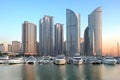 Busan, South Korea - 09 December 2019 : Skyscrapers of modern apartment buildings and yacht marina in Marine City of Busan, South