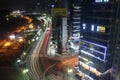 Busan, South Korea - March 26th of 2015: Night view of several buildings and main road in front of the beach. Royalty Free Stock Photo