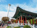 Busan Tower and statue of Yi Sun-sin at Yongdusan park