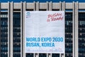 Busan World Expo 2030 candidature promotional banner in central Seoul