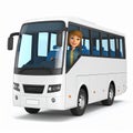 Busdriver working on a bus cartoon Royalty Free Stock Photo
