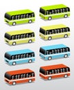 Buses in four colors