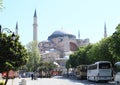 Buses in front of Hagia Sofia in Istanbul Royalty Free Stock Photo