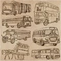 BUSES - An hand drawn vector collection. Freehand sketching.