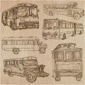 BUSES - An hand drawn vector collection. Freehand sketching.