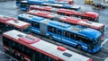 Buses parked at Slussen in central Stockholm