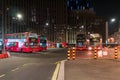 Buses parked on Streets of London at night Royalty Free Stock Photo