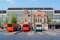 Buses and station building in Haarlem, Netherlands