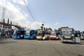 Buses are waiting for passengers at the Cicaheum Bus Station, Bandung City, West Java, Indonesia