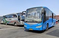 Buses are waiting for passengers at the Cicaheum Bus Station, Bandung City, West Java, Indonesia