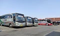 Buses are waiting for passengers at the Cicaheum Bus Station, Bandung City, West Java, Indonesia