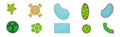 Bush Growth, Swimming Pool and Table as Landscape Elements Above View Vector Set Royalty Free Stock Photo