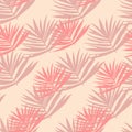 Bush leafs seamless doodle pattern. Light pastel background with pink and lilac hand drawn foliage Royalty Free Stock Photo