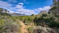 Bush and mountains landscape of Jan Marais Nature Reserve landscape in Stellenbosch, Western cape , South Africa.