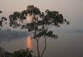 Bushfire smoke over Parramatta river Royalty Free Stock Photo