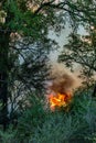 Bushfires on the Kwando River, Zambezi Region, Namibia Royalty Free Stock Photo