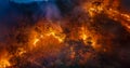 Bushfires in tropical forest release carbon dioxide (CO2) emissions and other greenhouse gases (GHG) Royalty Free Stock Photo