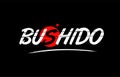 bushido word text logo icon with red circle design