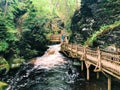 Bushkill Falls boardwalks with flowing water