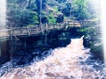 Bushkill Falls boardwalks with flowing water