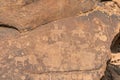 Bushman engravings in the granite rock, Twyfelfontein UNESCO World Heritage Site, Kunene Region, Damaraland, Namibia Royalty Free Stock Photo