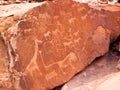 Bushman engravings in the granite rock, Twyfelfontein UNESCO World Heritage Site, Kunene Region, Damaraland, Namibia Royalty Free Stock Photo