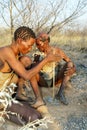 Bushmen making fire Royalty Free Stock Photo