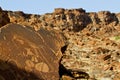 Bushmen petroglyphs, Twyfelfontein rock art site in Damaraland, southern Kaokoveld Wilderness, Namibia Royalty Free Stock Photo