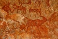 Bushmen rock painting of human figures and antelopes, giraffe of the Matopos National Park, Zimbabwe