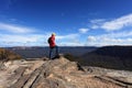 Bushwalker admiring the view from Flat Rock Wentworth Falls