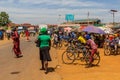 BUSIA, KENYA - FEBRUARY 24, 2020: View of Kenya - Uganda border crossing post in Busia, Ken