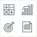 busines and finace line icons. linear set. quality vector line set such as paper, targets, bars