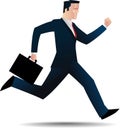 Businesman businessperson running with black briefcase