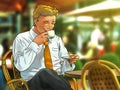 Businessman drinking coffee