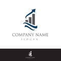 Business abstract logo symbol. Marketing concept illustration. Economics Abstract Vertical shapes sign. Chart with the arr Royalty Free Stock Photo