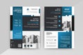 Business abstract vector template for Brochure, Flyer with Blue and Black Color, Front and back. Royalty Free Stock Photo