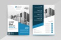 Business abstract vector template for Brochure, Flyer with Blue and Black Color, Front and back. Royalty Free Stock Photo