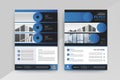 Business abstract vector template for Brochure, Flyer with Blue and Black Color, Front and back. Royalty Free Stock Photo