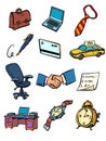 Business accessories things of a businessman collection set icons symbols Royalty Free Stock Photo