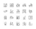 Business accomodation line icons, linear signs, vector set, outline concept illustration Royalty Free Stock Photo