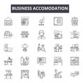 Business accomodation line icons for web and mobile design. Editable stroke signs. Business accomodation outline concept