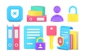 Business accounting personal information secure lock code access protection set 3d icon vector